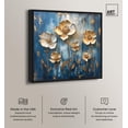 thumbnail image 2 of Golden Flora on Azure Canvas Elegant Floral Art by Art Remedy, Black Frame, 40" x 40", 2 of 7