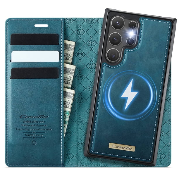 Funda Billetera Desmontable Magnética 2 en 1 Magsafe para Samsung Galaxy S25 Ultra con Tarjetero para Mujer y Hombre,Cuero PU Retro 【Bloqueo RFID】 Funda con soporte a prueba de golpes
