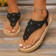 thumbnail image 4 of Sandalias Planas con Correas de Tobillo Floral Toe Post Espadrilles, Sandalias Planas de Mujer Toe Redondo Verano, 4 of 9