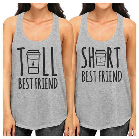 Tall Short Cup Best Friend Gift Shirts Womens Grey Funny Tank
