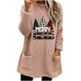 thumbnail image 2 of FcBaudy Hauts pour Femmes, Blouses & Chemises à Manches Longues Col Rond, Chemises pour Femmes Blouse de Noël Col Rond et Hiver Ample Imprimé Poche Chaude Manches Longues Blouse pour Femmes, 2 of 4