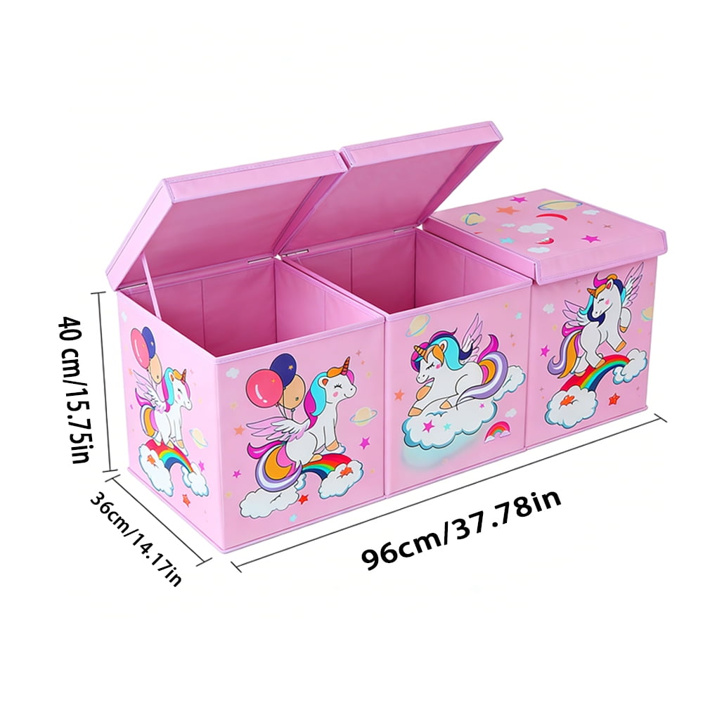 Pink covered large toy box -38.5-inch foldable storage box for children, foldable toy box for game rooms, daycare centers, wardrobes - multifunctional box for books and clothing
