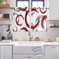 thumbnail image 2 of Red Grey Kitchen Curtains Short 45 Inch Length, Geometric Circle Modern Abstract Simple Art Grommet Top Bedroom Living Room Curtains, Light Filtering Cafe Curtain Drapes 2 Panels Set 84''x45'', 2 of 9