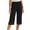 Black, variant on Womens Pajamas Solid Elastic Waist Wide Leg Capri Sleep Pants