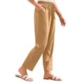 thumbnail image 2 of TRUBKH Womens Linen Pants Paperbag Pant High Waisted Lounge Trousers Beach Pants for Women Floral Belt Pants Gaucho Pant Vacation Beach Pants Flowy Gauze Pull On Pants Baggy Linen Pants Khaki L, 2 of 5