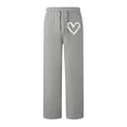 thumbnail image 6 of Zedker Wide Leg Womens Sweatpants with Fashion Heart-Shaped Prints Casual Mid Waist Elastic Drawstring Pants with Pockets,Gray,L, 6 of 6