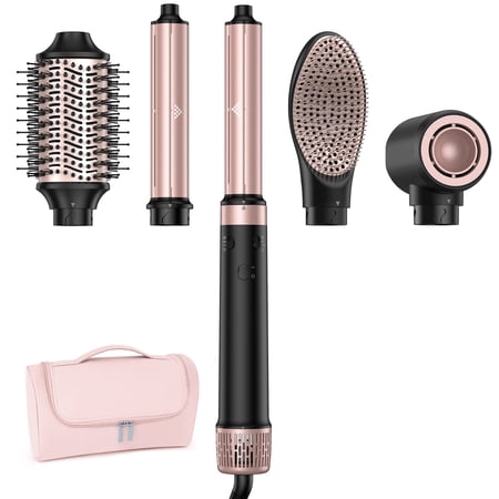5 in 1 Hot Air Styler, Dual Voltage Hair Dryer Brush, Multi Hair Styler with Fast Drying Blow Dryer, Ionic Anti-Frizz Hair Styling Tool for Curling, Straightening, Volumizing