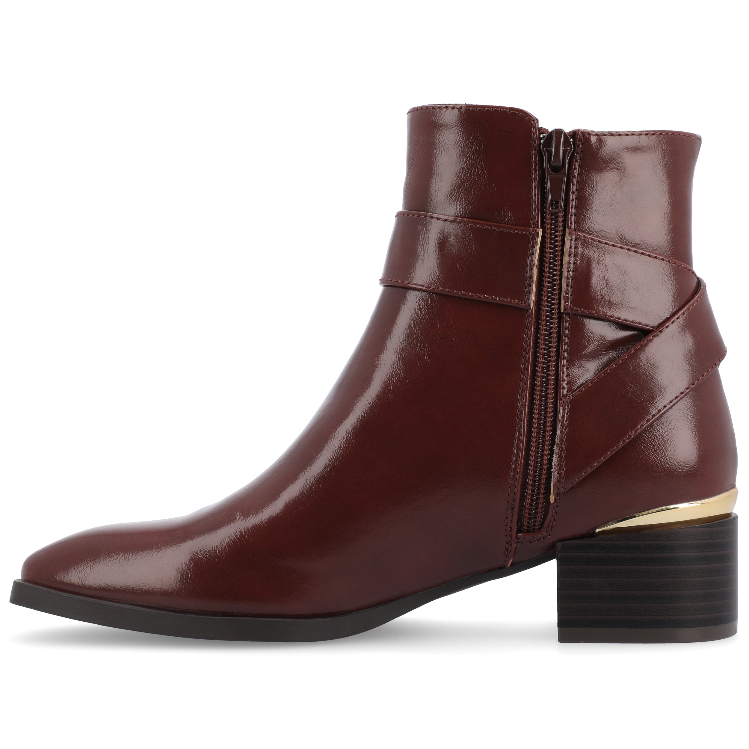 Journee Womens Elley Stacked Block Heel Square Toe Booties