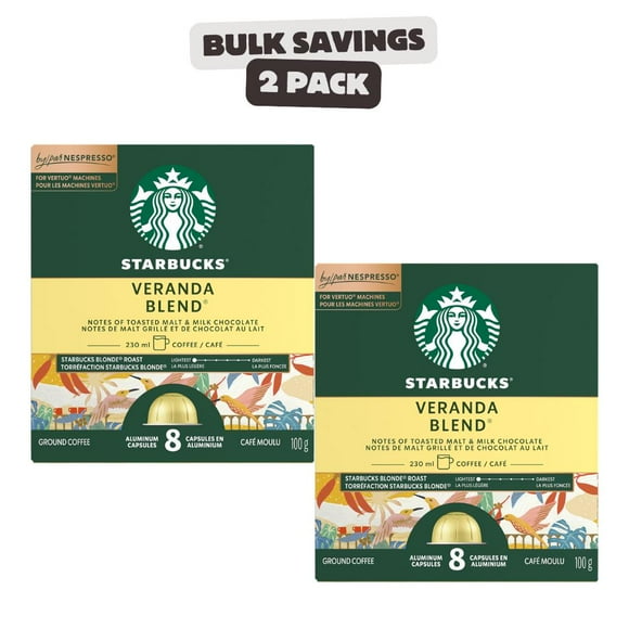 2 x Starbucks by Nespresso Veranda Blend Blonde Roast Coffee Pods, Nespresso Vertuo Line Compatible Capsules, 8 Coffee Pods