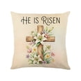 thumbnail image 2 of PONPRNGY 1Pc Easter Eggs Basket Bunny Throw Pillow Cover, 17 x 17 Inch Flowers Cushion Case Decoration for Sofa Couch, 2 of 6