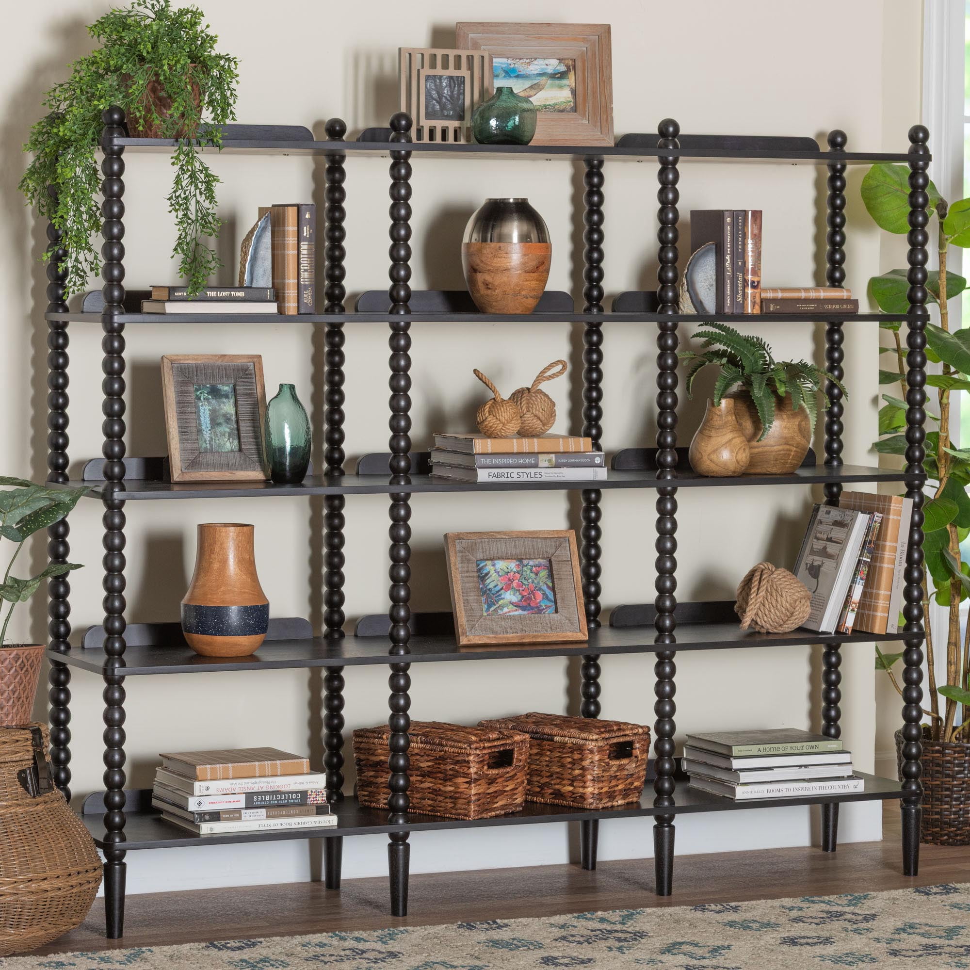 Baxton Studio Lucera Farmhouse Display shelf, 72 in., Black