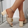 thumbnail image 5 of WRKEKC Womens Sandals Solid Square Toe Open Toe Thick Heel High Heel Slippers for Ladies Comfortable Shoes, 5 of 9