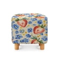 thumbnail image 2 of SCRAWLGOD Flower Strawberry Print Blue Beige Stretch Ottoman Cover Square Ottoman Slipcovers for Foot Stool & Folding Storage Furniture Soft Form Fit with Elastic Bottom for Pets, 2 of 7