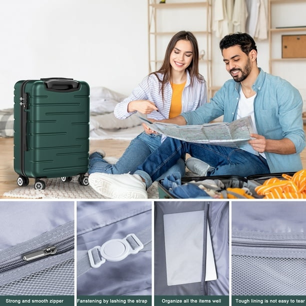 Sunbee Carry-On 3 Piece Luggage Sets, ABS Hardshell Suitcase