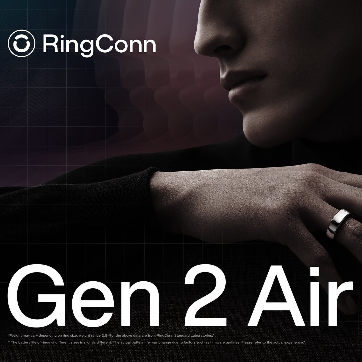 RingConn Gen 2 Air Ultra-Thin Smart Ring with Health Tracking and AI (Size 7; Galaxy Silver)