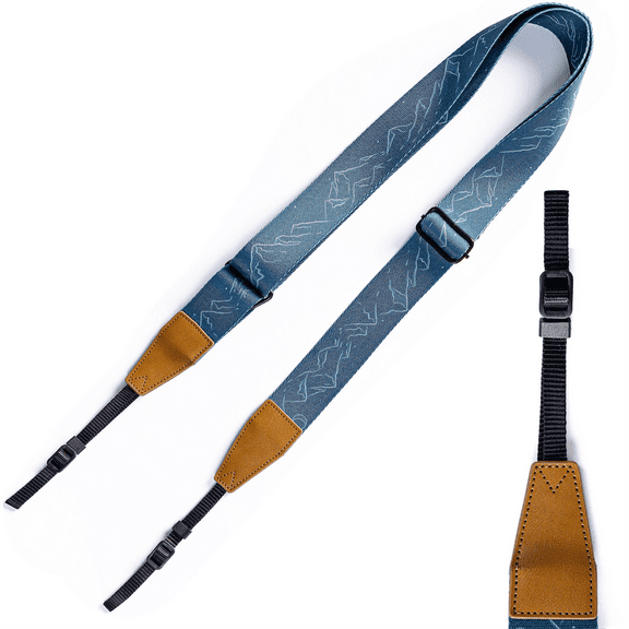 C Coiro Nylon Camera Strap for Dslr Camera Shoulder, Photography Accessories Adjustable Vintage Double Layer, Blue Pattern