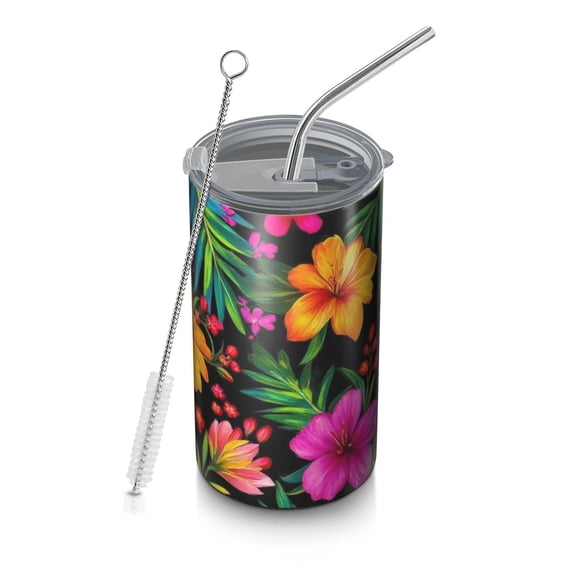 20oz Coffee Tumblers Pioneer Flower Stainless Steel Vacuum Insulated Travel Tumbler Coffee Cups Mug with Lid and Straw with Cleaning Brush for Cold & Hot Drinks