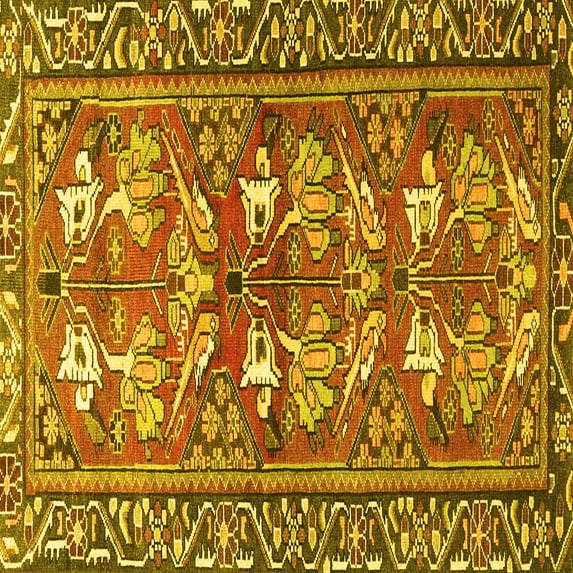 Ahgly Company Indoor Square Persian Yellow Traditional Area Rugs, 6' Square