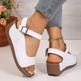thumbnail image 5 of Rokment Womens Orthopedic Platform Wedges Walking Sandals 2026 Summer Fashion Casual Comfortable Leather Ankle Strap Chunky High Heel Non Slip Work Beach Dress Sandals White Size 9.5, 5 of 8