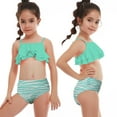 thumbnail image 5 of WOLLED 2 PCS Kids Girls Bikini Swimsuits Outfit Prints Halter Bathing Suit Toddler Summer Beach Swimwear Two Piece for 2-12 Years, 5 of 7
