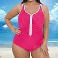 thumbnail image 2 of Chroia Women Plus Size One Piece Swimsuit, Zipper Ruched Push Up, Tummy Control Full Coverage Modest Slim 2026 Bathing Suit, 2 of 4