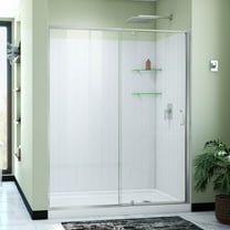 DreamLine Flex 36 in. D x 60 in. W x 78 3/4 in. H Pivot Shower Door Base and White Wall Kit in Brushed Nickel
