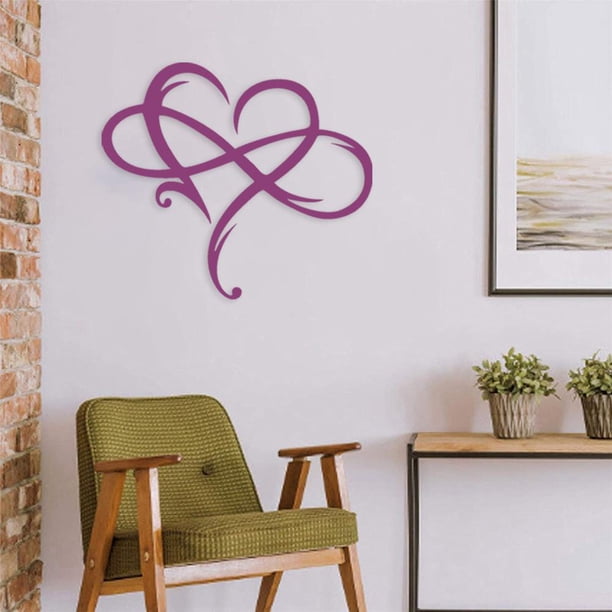 Metal Infinity Heart Art Love Wall Sign Adornos colgantes para la puerta de la sala de estar