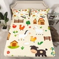 thumbnail image 2 of Homewish Western Rustic Farmhouse Queen Sheet Sets,Cartoon Horse Chicken Flat Sheet,Cute Daisy Flower Queen Fitted Sheet For Girls Teens,Super Cozy Room Decor,4-Piece, 2 of 7