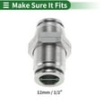 thumbnail image 4 of Unique Bargains Push to Connect Air Fittings 1/2" Bulkhead Union 304 Stainless Steel 2 Pcs Silver Tone, 4 of 7