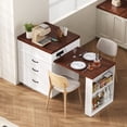thumbnail image 3 of HORIZON Kitchen Island With Casters, Extendable Dining Table With Led Lighting, Kitchen Table With Power Strips, Buffet Table, Or Bar Table For The Kitchen And Dining Room,Creamy White, 3 of 22