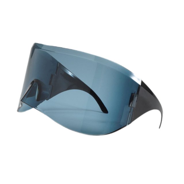 Gafas de sol futuristas, modernas y de gran tamaño, con montura envolvente para adultos que practican senderismo Azul