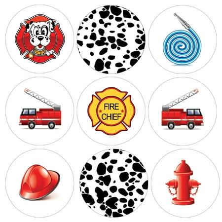Firefighter Birthday Party Stickers 216ct - Fireman Fire Truck Birthday Party Supplies Candy Favors Decorations - 216 Count Stickers