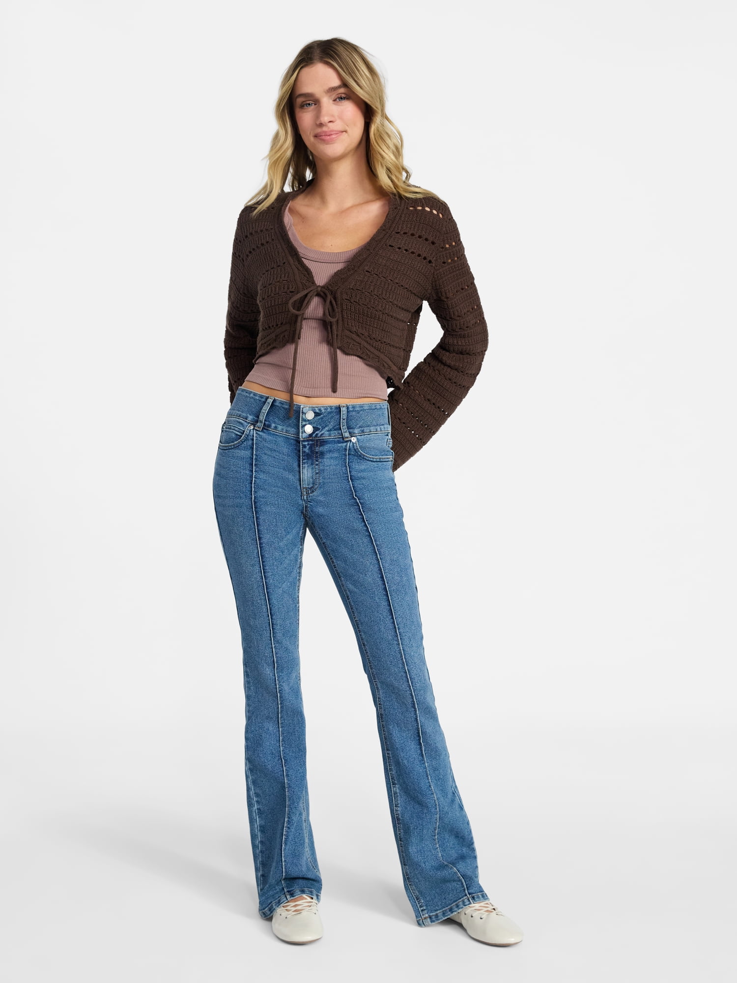 No Boundaries Pintuck Mini Bootcut Jeans, 32.5'' Inseam, Women's 00-20