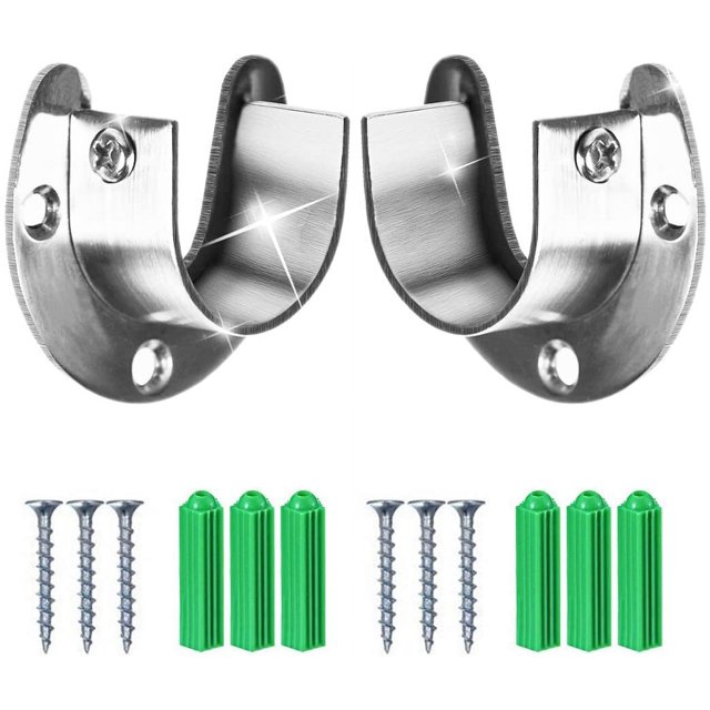HSHDLDF Support de Tringle de Garde-Robe en Acier Inoxydable Robuste, Support de Tringle de Placard, Diamètre 1-1/3 Pouces, en Forme de U, Installation Facile, Retrait Rapide, Support 200KG-2 Pcs