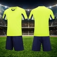 thumbnail image 2 of Zpanxa Boys Teal V-Neck Stripe Soccer Jersey and Navy Shorts Set 2 Piece Athletic Uniform Outfit, 2 of 6