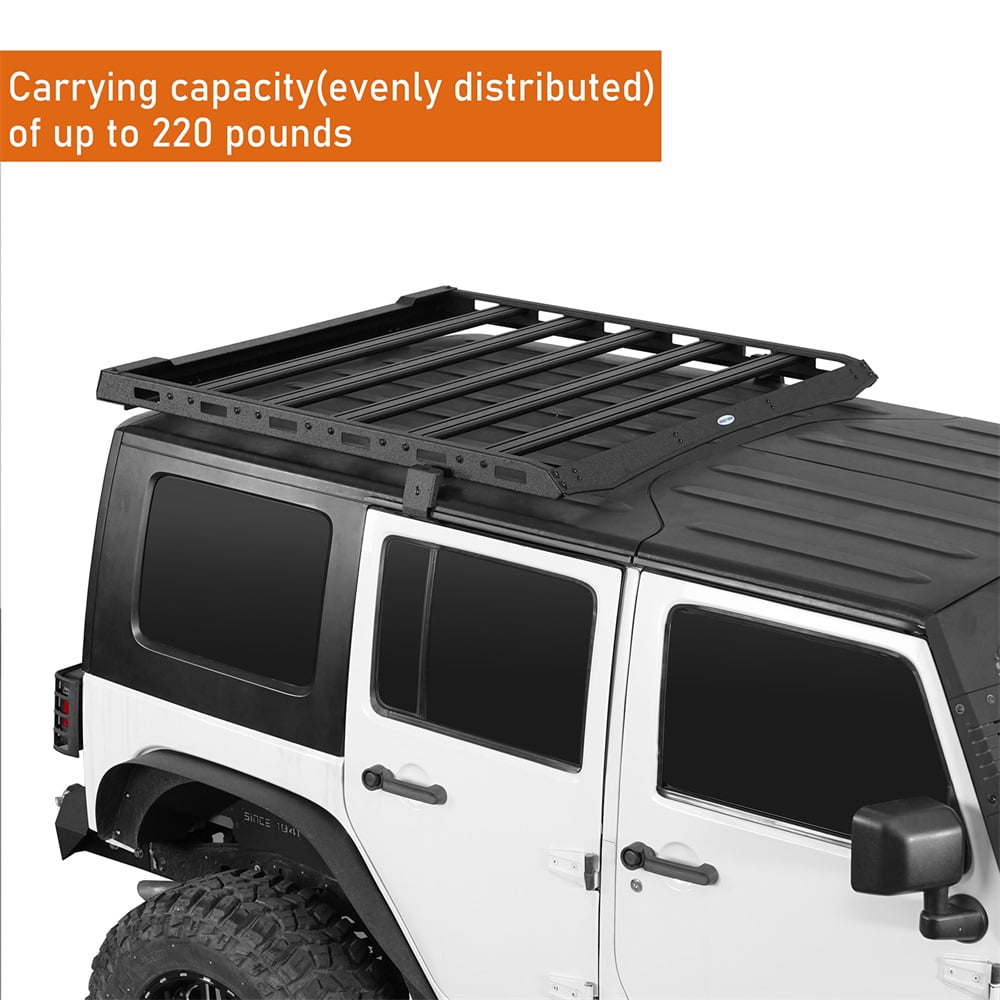 Hooke Road Steel Roof Rack Cargo Luggage Carrier Fit 2007-2018 Jeep Wrangler JK 2Door/4Door Black