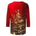 thumbnail image 4 of Darzheoy Christmas Womens Tops Fashion Solid Color Graphic Pullover Round Neck Fall Winter Sweatshirts Loose Mid-Length 3/4 Sleeve Printed Blouses, 4 of 5