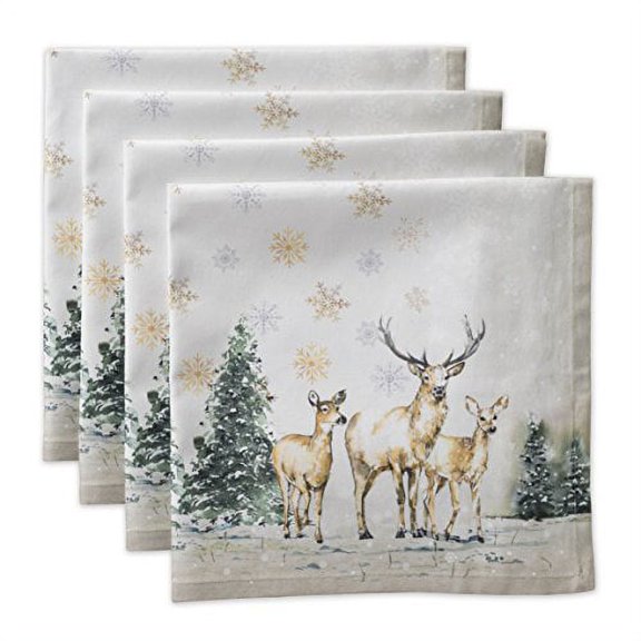 Maison d Hermine Deer in The Woods 100% Cotton Set of 4 Napkins 20 Inch by 20 Inch.