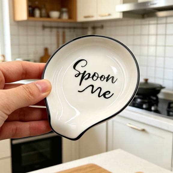 Apeya Ceramic Spoon Rest for Stove Top Kitchen Counter Spoon Holder Heat Resistant Cooking Utensil Rest Coffee Spoon Holder Dishwasher Safe Holder