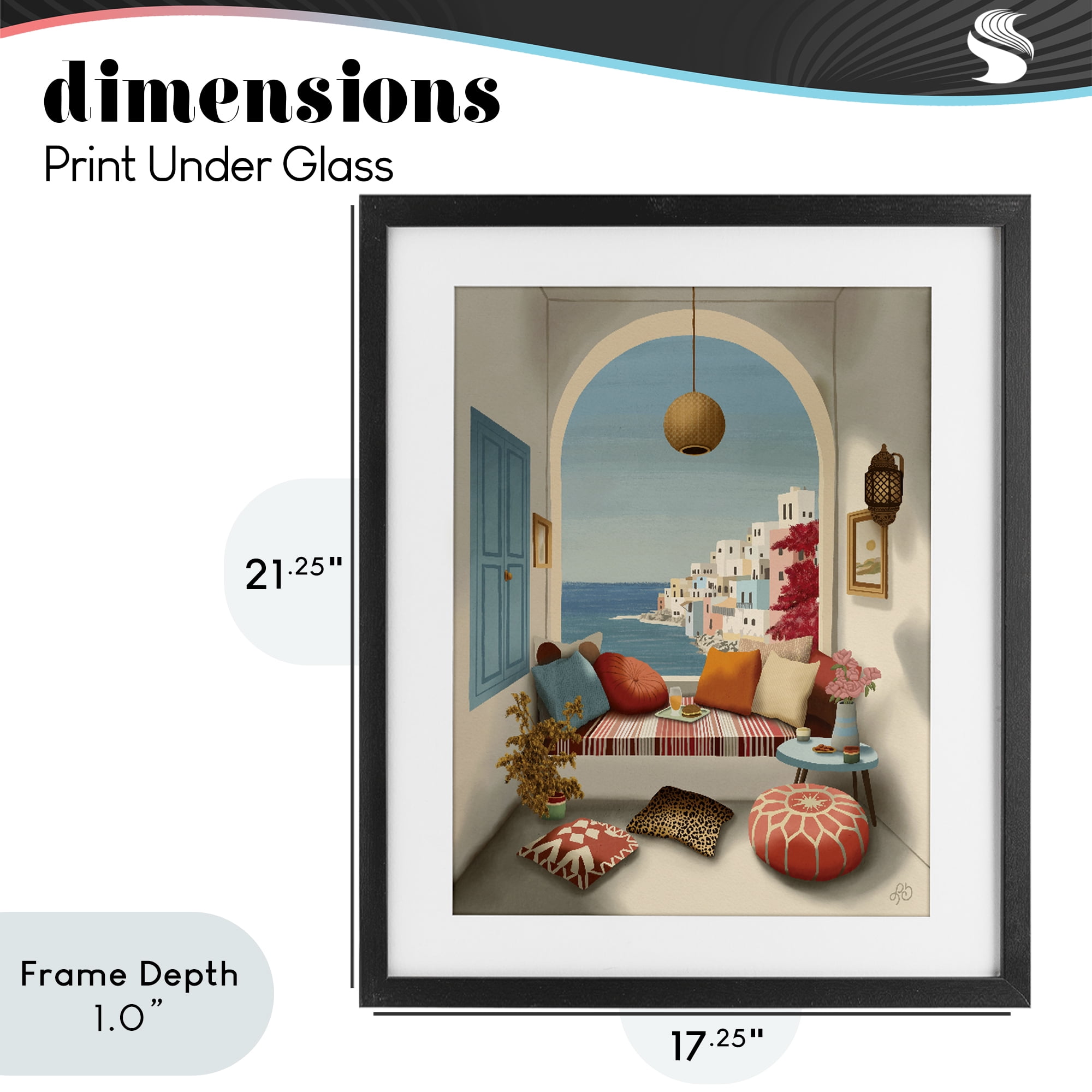 Stupell Industries Mediterranean Seaside Window View Black Framed Print Under Glass, design by Lisa R Dumm