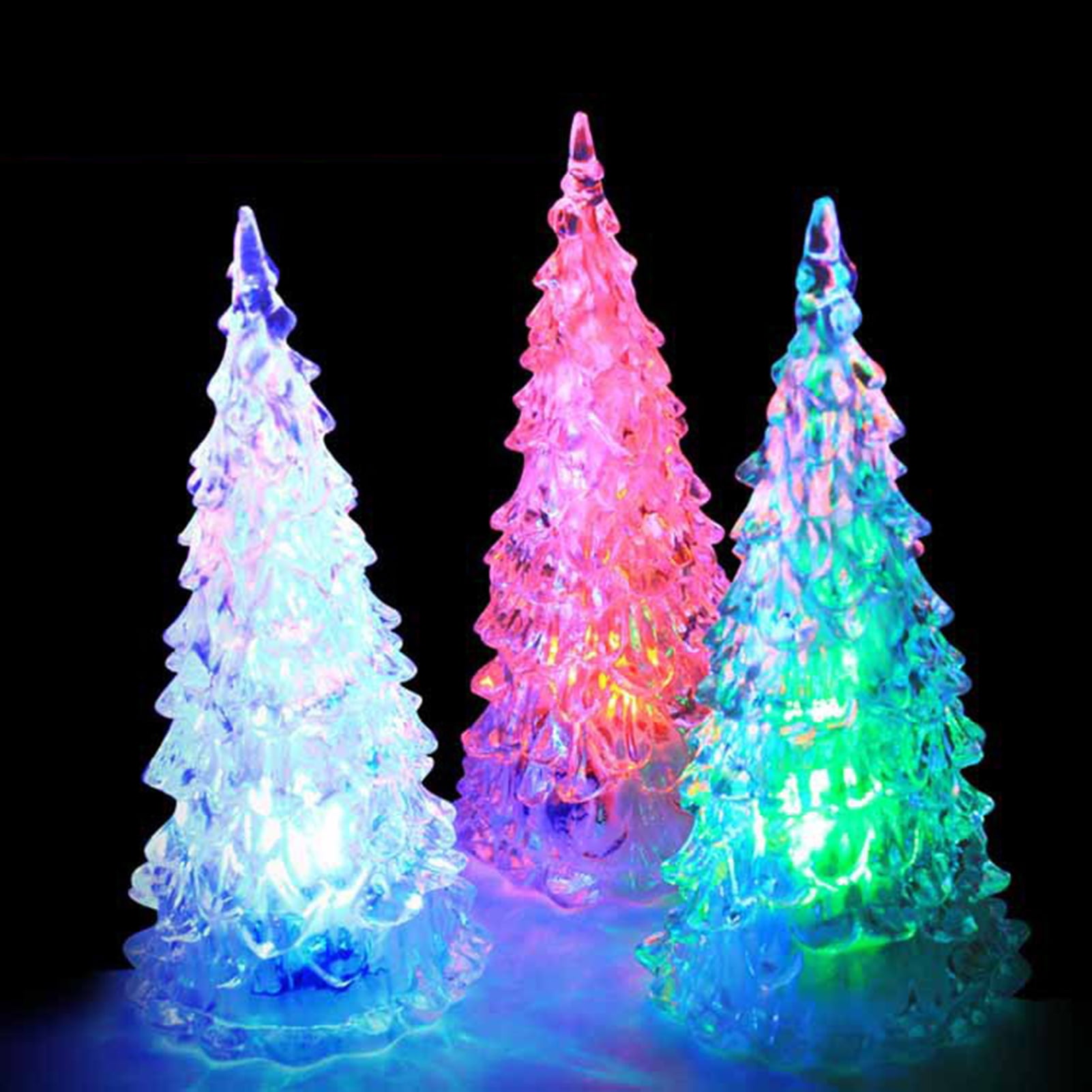 Dengjunhu 3Pcs 16.5cm Faux Crystal LED Christmas Tree BatteryOperated