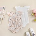 thumbnail image 2 of Actgleam Baby Girls Summer Sleeveless Romper Cotton Cute Print Pattern Infant Bodysuits,Light Apricot,2 pieces,12-18 months, 2 of 7