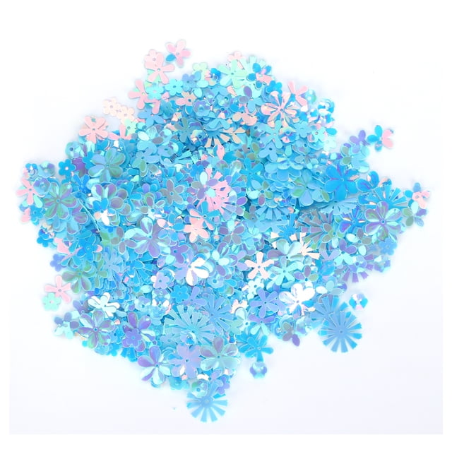 Confeti con forma de flor, lentejuelas con purpurina, lentejuelas para fiesta, boda, suministros de decoración (azul colorido)