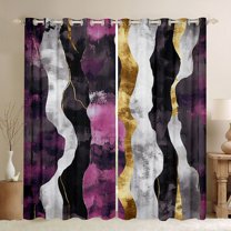 jejeloiu Modern Graffiti Geometric Curtains Pack of 2 (42x84 Each),Vintage Waves Lines Curtains Blackout For Adults