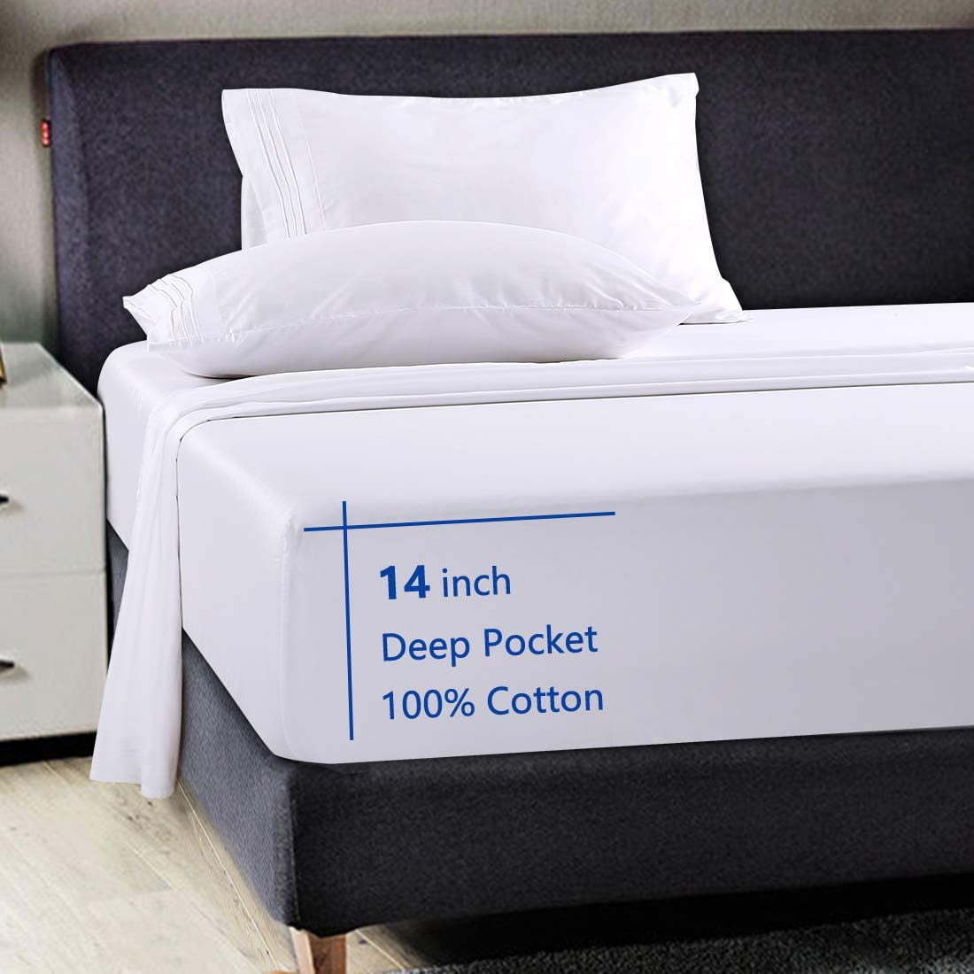 Luxury 600 Thread Count 100% Extra-Long Staple Cotton Sheet Set King Sheets 