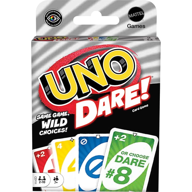 Juego de cartas Mattel Games UNO Dare Family con 3 categorías