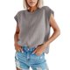 thumbnail image 1 of Camiseta de punto sin mangas, cuello redondo, informal y lisa para mujer - Jersey de poliéster, 1 of 6