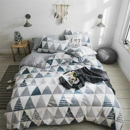 Vclife Cotton Gray Bedding Sets Queen, Grey Geometric Print Duvet Cover