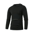 thumbnail image 3 of Mens Cotton Blend Hoodies with Front Pocket Pullover Long Sleeve Sweatshirts Lightweight Solid Color Breathable Athletic Workout Hooded Tops, 3 of 4