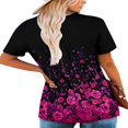 thumbnail image 3 of CHOK Hauts d'Été à Manches Courtes pour Femmes Tunique Décontractée Imprimée Florale Col en V Mignon T-Shirts Fluides Blouse, 3 of 6